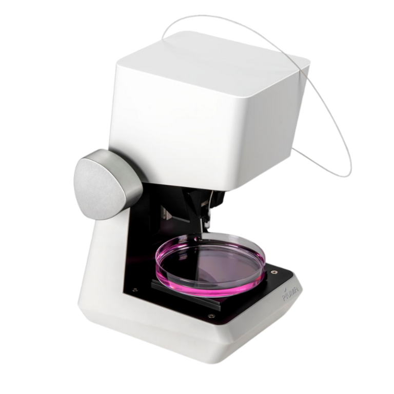 Piuma is a compact, standalone, and manual nanoindentor enabling the exploration of mechanical properties from micro- to macro scales in near physiological conditions.